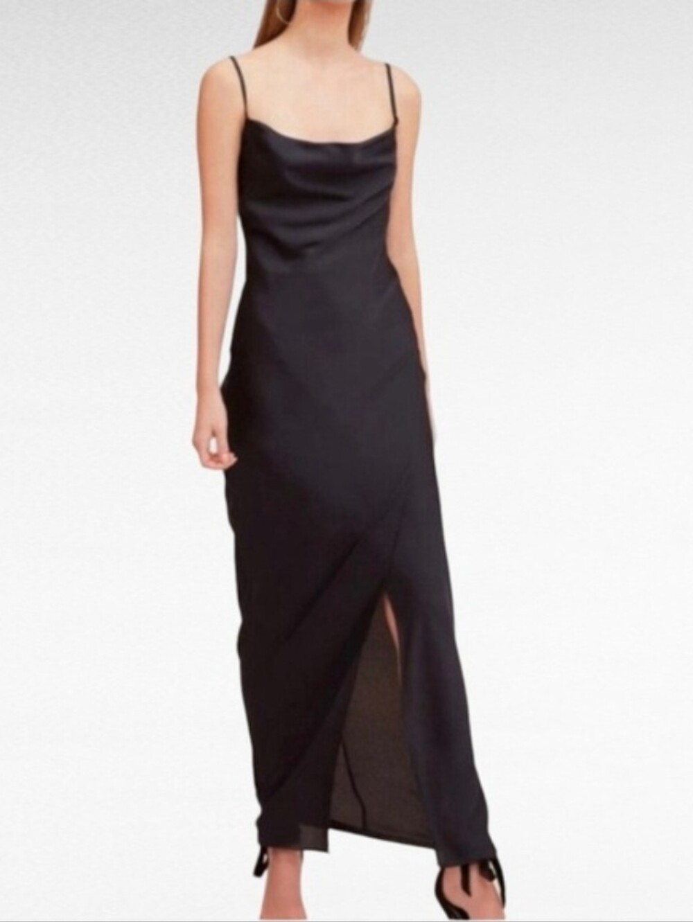 KEEPSAKE the Label Black Satin Cowl Neck Maxi Dress